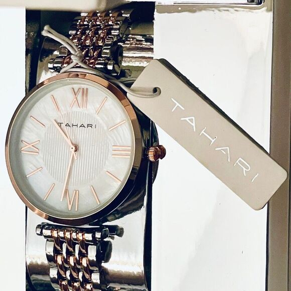 NWT Gorgeous  Tahari Silver Gold Quartz White Dial Stainless Steel Women\'s Watch main image 14